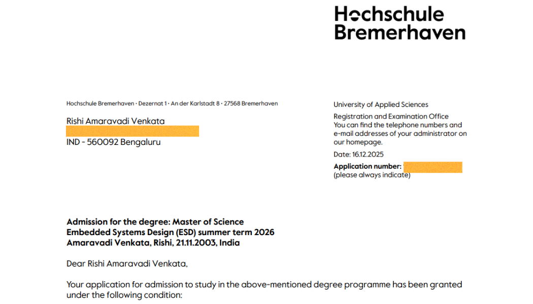 M.Sc Embedded Systems Design (ESD)